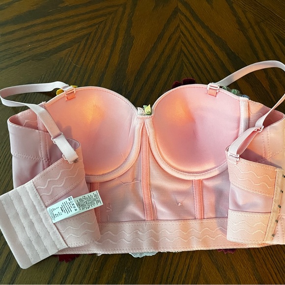 Floral appliqué bralette crop top Halloween fairy cottagecore boho costume - Picture 2 of 4